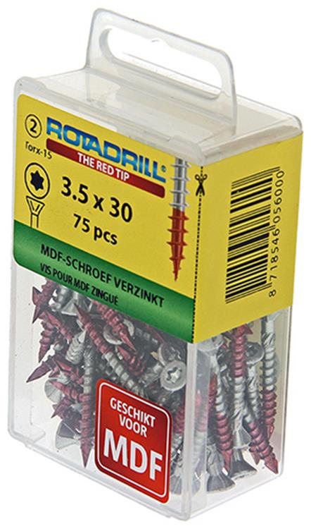 Rotadrill 1039909 - mdf-schroef 75°-vk tx vz 3.5x30mm (75) | 6 stuks