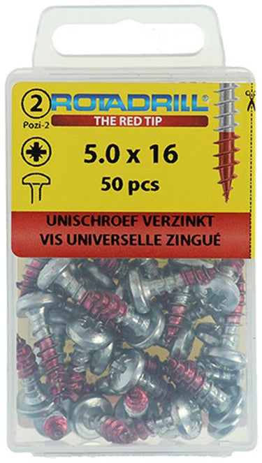 Rotadrill 1039831 - universeelschroef ck pzd vz 5.0x16mm (50) | 6 stuks