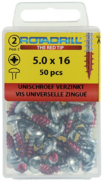 Rotadrill 1039831 - universeelschroef ck pzd vz 5.0x16mm (50) | 6 stuks