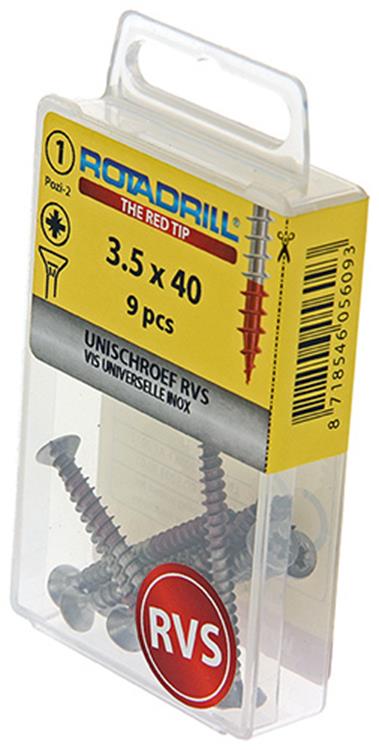 Load image into Gallery viewer, Rotadrill 1039856 - universeelschroef vk pzd rvs-a2 3.5x40mm (9) | 6 stuks
