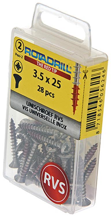 Load image into Gallery viewer, Rotadrill 1039871 - universeelschroef lk pzd rvs-a2 3.5x25mm (28) | 6 stuks
