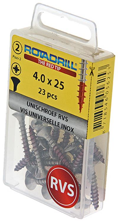 Load image into Gallery viewer, Rotadrill 1039872 - universeelschroef lk pzd rvs-a2 4.0x25mm (23) | 6 stuks
