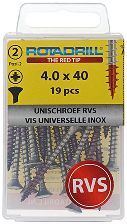 Load image into Gallery viewer, Rotadrill 1039874 - universeelschroef lk pzd rvs-a2 4.0x40mm (19) | 6 stuks
