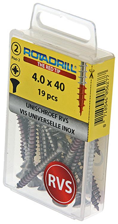 Load image into Gallery viewer, Rotadrill 1039874 - universeelschroef lk pzd rvs-a2 4.0x40mm (19) | 6 stuks
