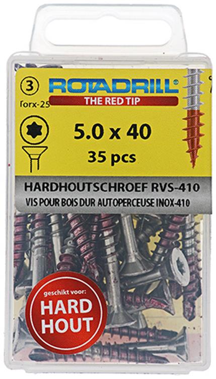 Load image into Gallery viewer, Rotadrill 1039903 - hardhoutschroef zelfb.sppls.rvs t25 5.0x40mm (35) | 6 stuks
