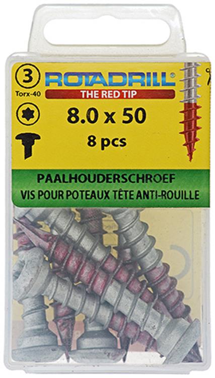 Load image into Gallery viewer, Rotadrill 1039924 - paalhouderschroef ar-coating tx 8.0x50mm (8) | 6 stuks
