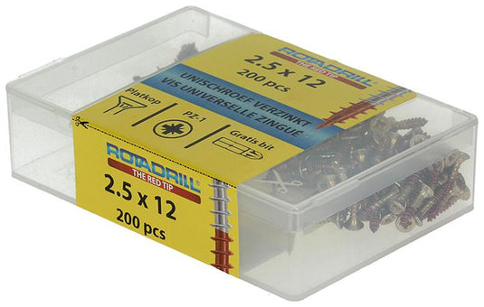 Rotadrill 1039959 - universeelschroef vkpzd gl vz 2.5x12 (200) | 4 stuks