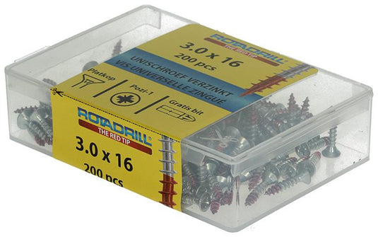 Rotadrill 1039960 - universeelschroef vkpzd vz 3.0x16mm (200) | 4 stuks