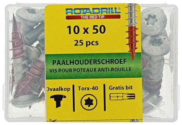 Rotadrill 1040021 - paalhouderschroef ar-coating tx 10.0x50mm (25) | 4 stuks