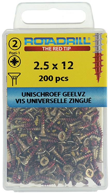 Load image into Gallery viewer, Rotadrill 1039789 - universeelschroef vk pzd glvz 2,5x12mm(200) | 6 stuks
