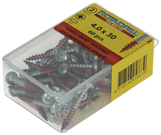 Rotadrill 1039830 - universeelschroef ck pzd vz 4.0x30mm (60) | 6 stuks