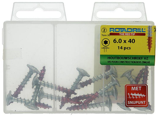 Rotadrill 1039917 - houtbouwschroef tellerkop vz tx 6.0x40mm(14) | 6 stuks