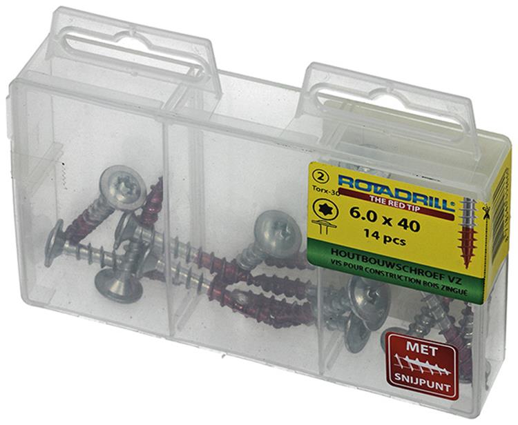 Load image into Gallery viewer, Rotadrill 1039917 - houtbouwschroef tellerkop vz tx 6.0x40mm(14) | 6 stuks

