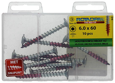 Rotadrill 1039918 - houtbouwschroef tellerkop vz tx 6.0x60mm(10) | 6 stuks