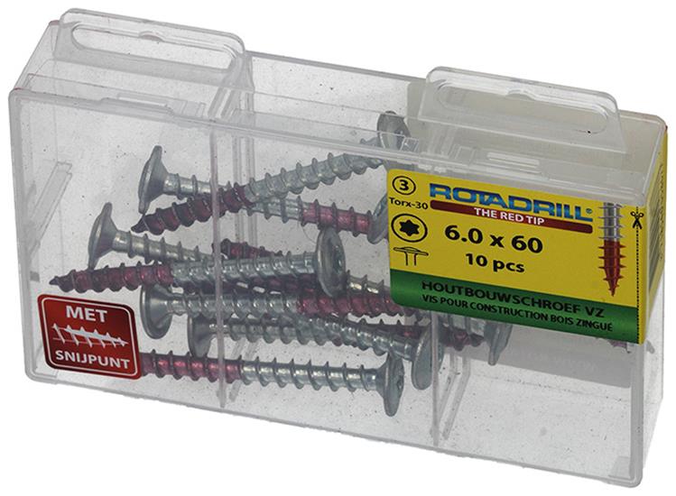 Load image into Gallery viewer, Rotadrill 1039918 - houtbouwschroef tellerkop vz tx 6.0x60mm(10) | 6 stuks
