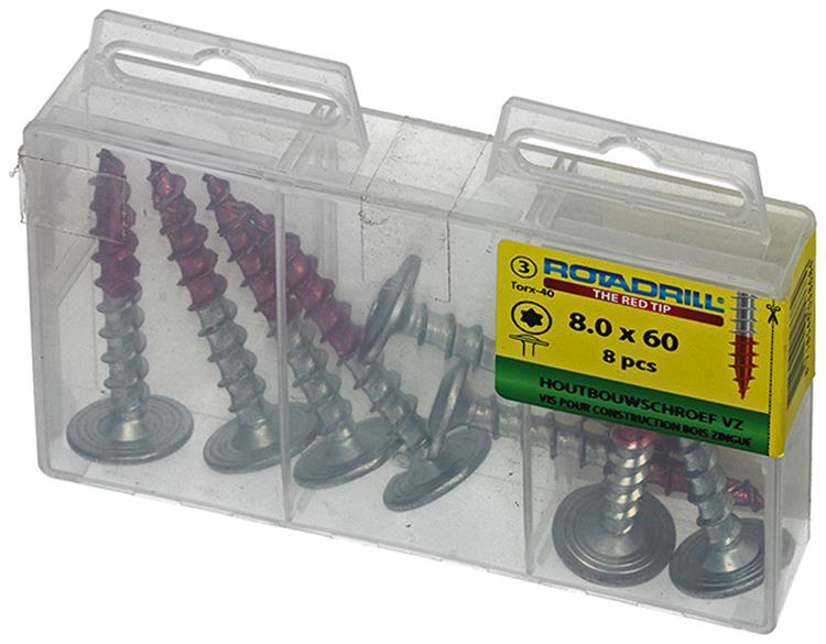 Load image into Gallery viewer, Rotadrill 1039919 - houtbouwschroef tellerkop vz tx 8.0x60mm(8) | 6 stuks
