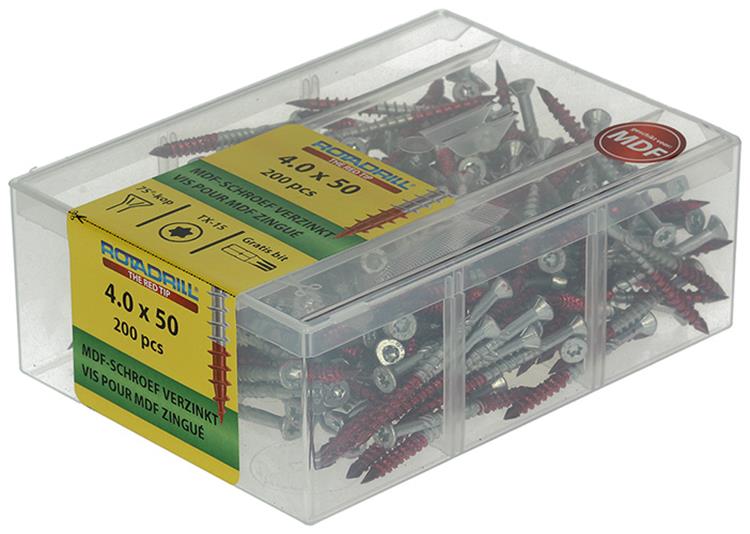 Load image into Gallery viewer, Rotadrill 1040010 - mdf-schroef 75°-vk tx vz 4.0x50mm (200) | 4 stuks
