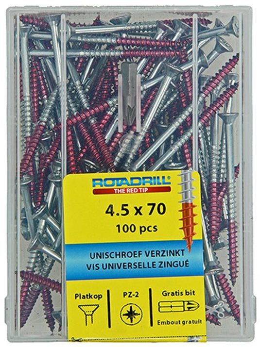Rotadrill 1040026 - universeelschroef vkpzd vz 4.5x70mm (100) | 4 stuks