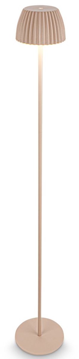 B.k.licht briloner champ - oplaadbare vloerlamp - snoerloze staande lamp - dimbaar - in hoogte verstelbaar - voor binnen en buiten - beige - ø19 x 124 cm