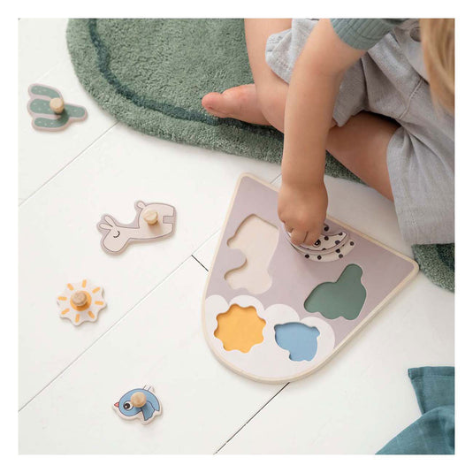 Done by deer houten noppenpuzzel lalee beige, 5st.