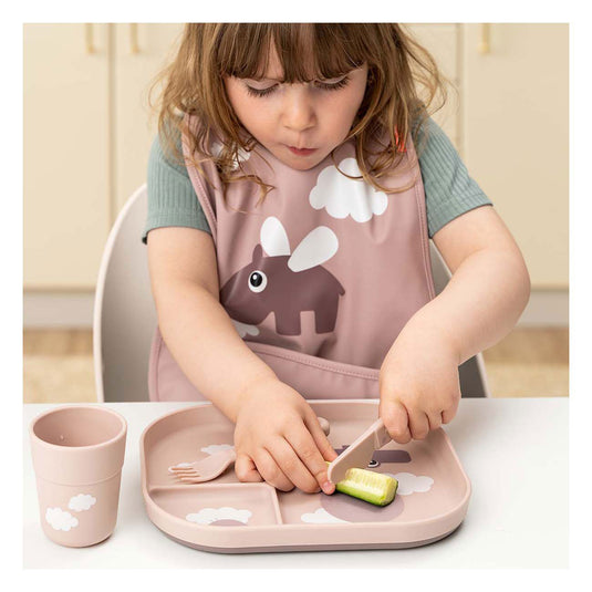 Done by deer vakjesbord blije wolken roze