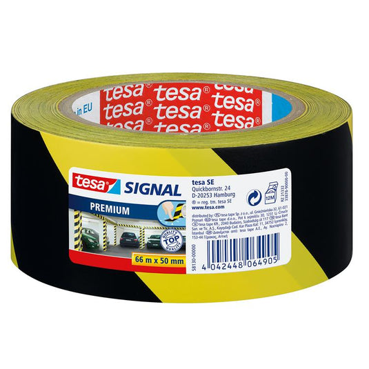 Tesa 1004951 - waarschuwingstape zwart geel 66 m: 60 mm | 6 stuks
