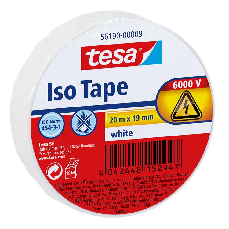 Afbeelding laden in galerijviewer, Tesa ® isolatietape - voor het isoleren en bundelen van elektrische kabels, soft pvc, 20m:19mm, wit

