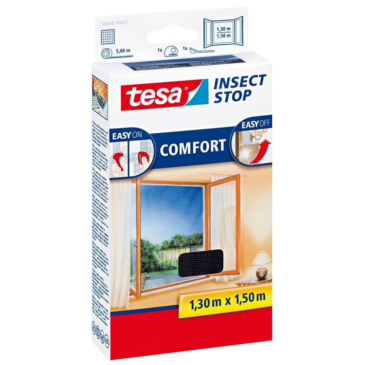 Afbeelding laden in galerijviewer, Tesa insect stop h l fly screen premium voor ramen - hor met sterke klittenband, verwijderbaar zonder resten, op maat snijden - 130 x 150 cm - zwart
