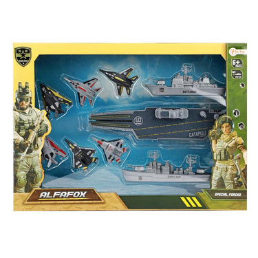 Toi-toys toi toys alfafox militair vliegdekschip + lanceer straaljagers