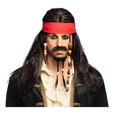 Boland pruik tobias met bandana, snor en baard