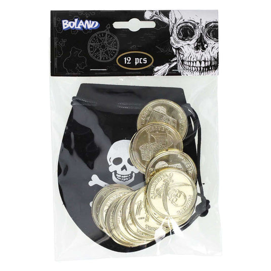 Boland geldbuidel piraat + 12 munten