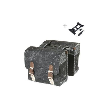 Basil dubbele fietstas bohème mik 35 liter - zwart charcoal