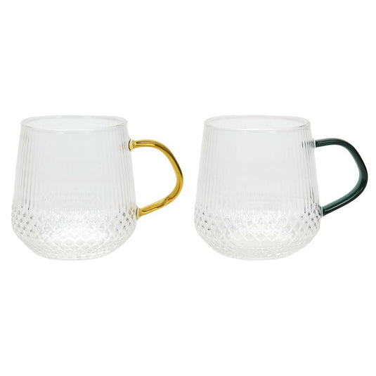 Svenska living drinkglas met gekleurd oor amber petrol zwart ø7,5x9,5cm 400ml