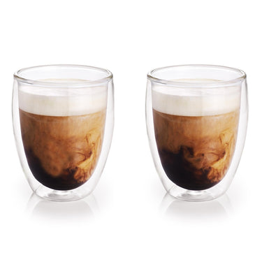 Svenska living set a 2 theeglazen of koffieglazen dubbelwandig zonder oor ã˜8x11,5cm