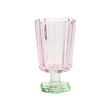 Drinkglas bloemvorm roze groen doos a 6 stuks ã˜7,9x13,4cm