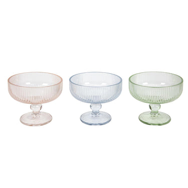 Glas op voet lines 170ml ã˜11,7x10cm roze blauw groen