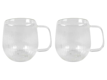Dubbelwandig glas lines 2-delig dia.7,5x9,3cm