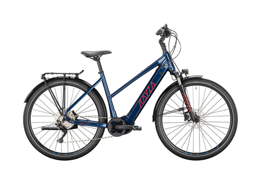 Kayza elektrische trekkingfiets tanana dry 8 mod. 22 ebike tanana dry 8 28 55 trap.10sp blue red