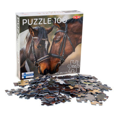 Tactic horses in love – puzzel – 100 stukjes – warm dierenportret van paarden – strak en rustgevend ontwerp – hoogwaardige scandinavische kwaliteit