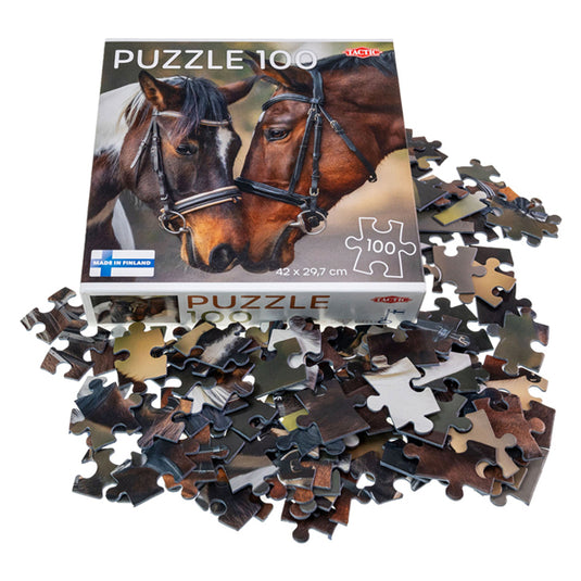 Tactic horses in love – puzzel – 100 stukjes – warm dierenportret van paarden – strak en rustgevend ontwerp – hoogwaardige scandinavische kwaliteit