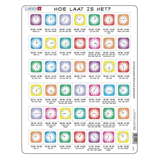 Selecta larsen legpuzzel leren klok kijken - hoe laat is het, 42st.