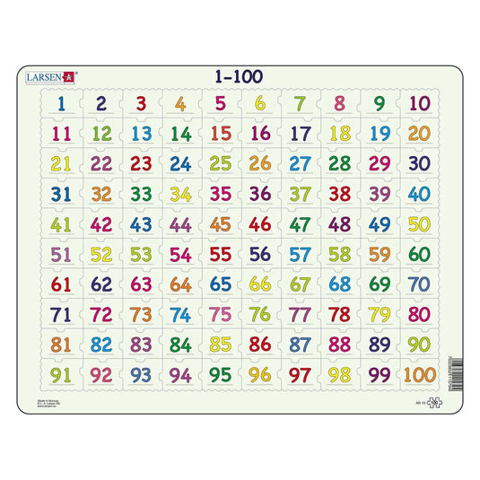 Selecta larsen legpuzzel leren rekenen getallen 1-100, 100st.