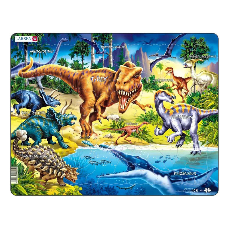 Load image into Gallery viewer, Larsen legpuzzel dieren - dinosaurussen uit het krijt tijdperk , 57st.
