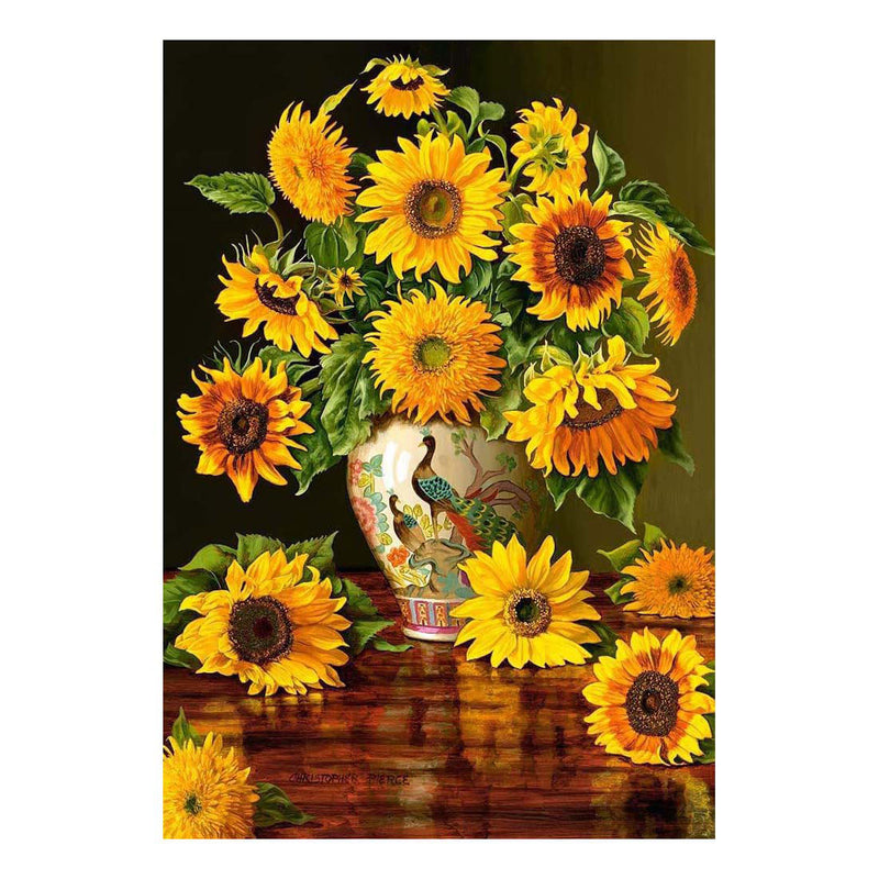 Load image into Gallery viewer, Castorland sunflowers in a peacock vase – puzzel – 1.000 stukjes – satijnen afwerking – perfecte pasvorm – europese kwaliteit
