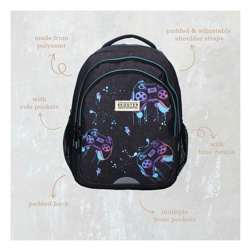 Load image into Gallery viewer, Vadobag skooter rugzak game face on gameprint
