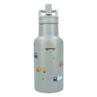 Kidzroom sweet cuddles - schoolbeker en drinkfles - 350ml - stainless steel - auto's - groen