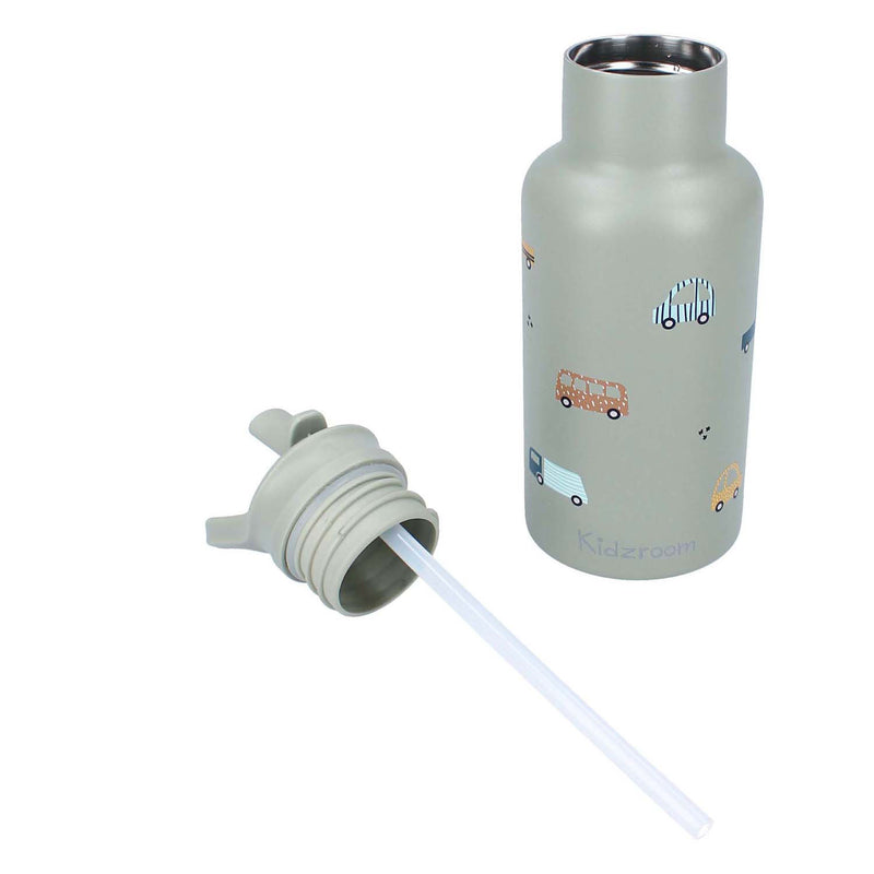 Load image into Gallery viewer, Kidzroom sweet cuddles - schoolbeker en drinkfles - 350ml - stainless steel - auto's - groen
