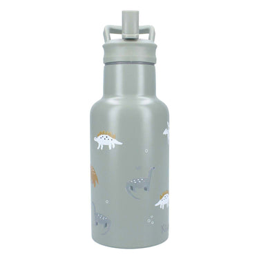 Kidzroom small talk - schoolbeker en drinkfles - 350ml - stainless steel - dino's - groen