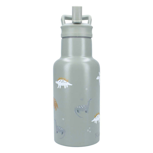 Kidzroom small talk - schoolbeker en drinkfles - 350ml - stainless steel - dino's - groen