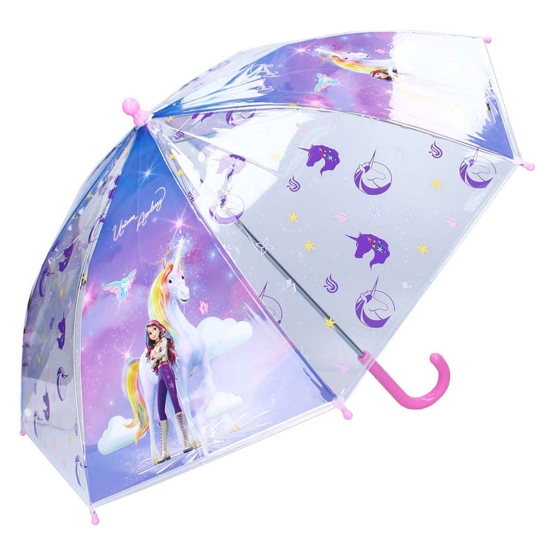 Load image into Gallery viewer, Vadobag unicorn academy rainy days paraplu - paars transparant - 60 x 71 x 71 cm - kinderparaplu - sophia wildstar
